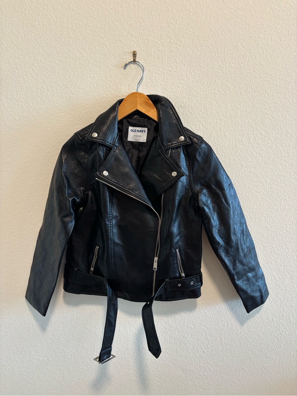 Old Navy Black Faux Leather Moto-Style Jacket XA Petite